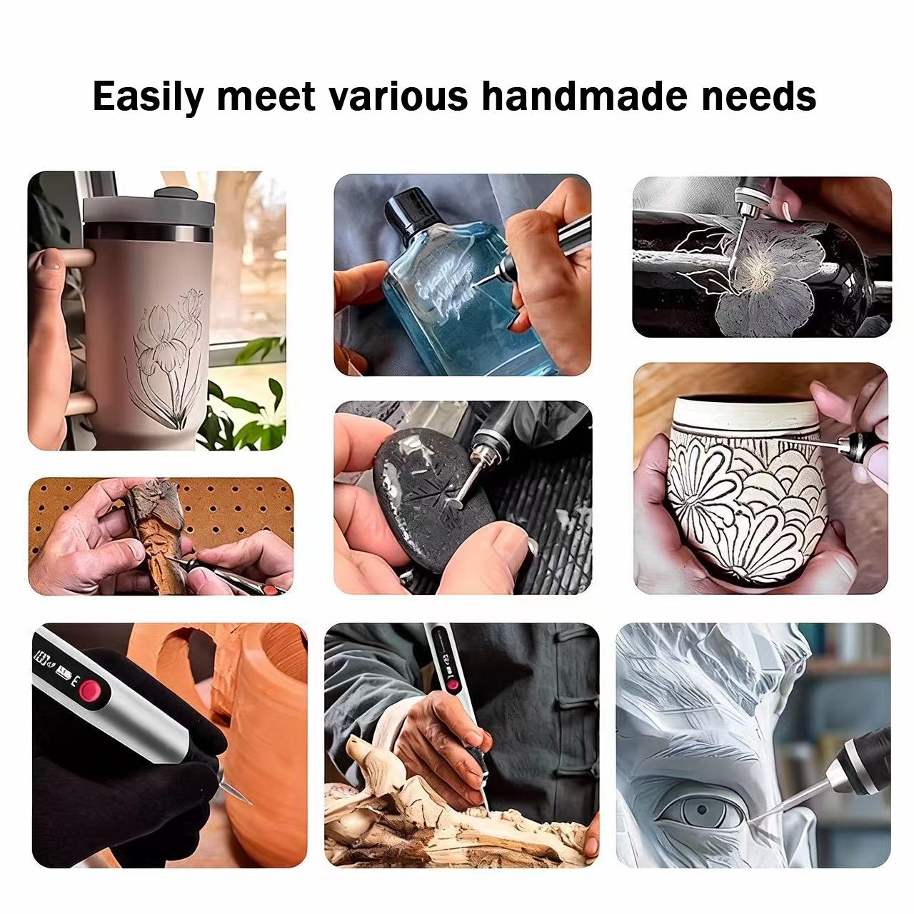 Engraving Pen with 30 Free Diamond Bits | Perfect Mother's Day Gift, Easy to Use, USB-C Fast Charging, 3 Speed 8000-21000 RPM for Personalized DIY Gifts