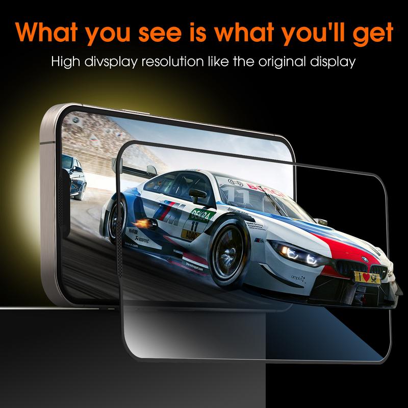 TIDEOK 2 Pack Screen Protector for iPhone 16/15/14/13- Available in Two Styles HD /Privacy-protected Fast Install Scratch-Resistant Smooth Touch Anti-Fingerprint Cases Cover Protection with Oleophobic Coating,Christmas