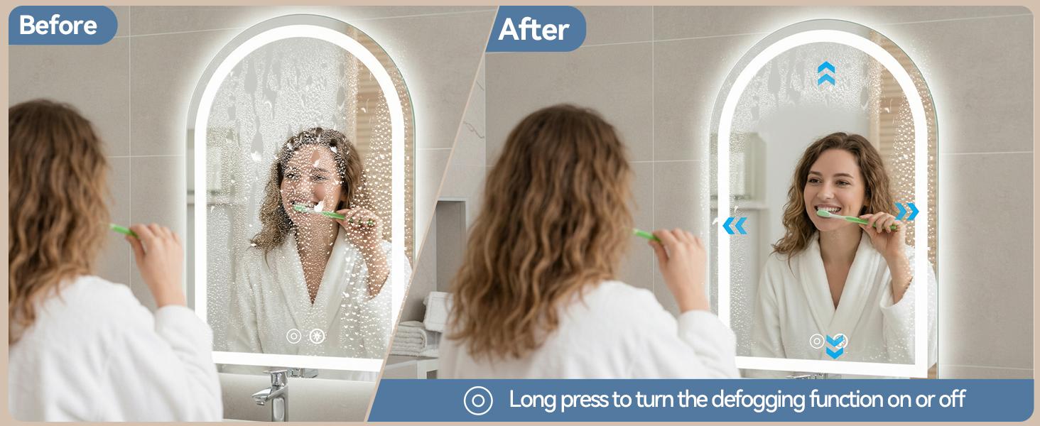 LED Bathroom Mirror With Light ，Dimmable Anti-Fog & 3 Color Temperatures ，Premium Aluminum Frame Mirror For Vanity And Modern Bathroom