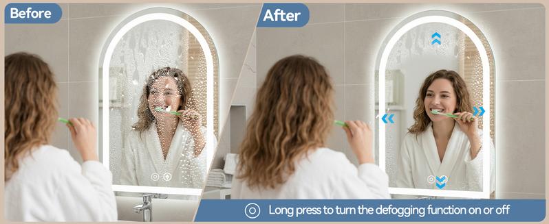 LED Bathroom Mirror With Light ，Dimmable Anti-Fog & 3 Color Temperatures ，Premium Aluminum Frame Mirror For Vanity And Modern Bathroom