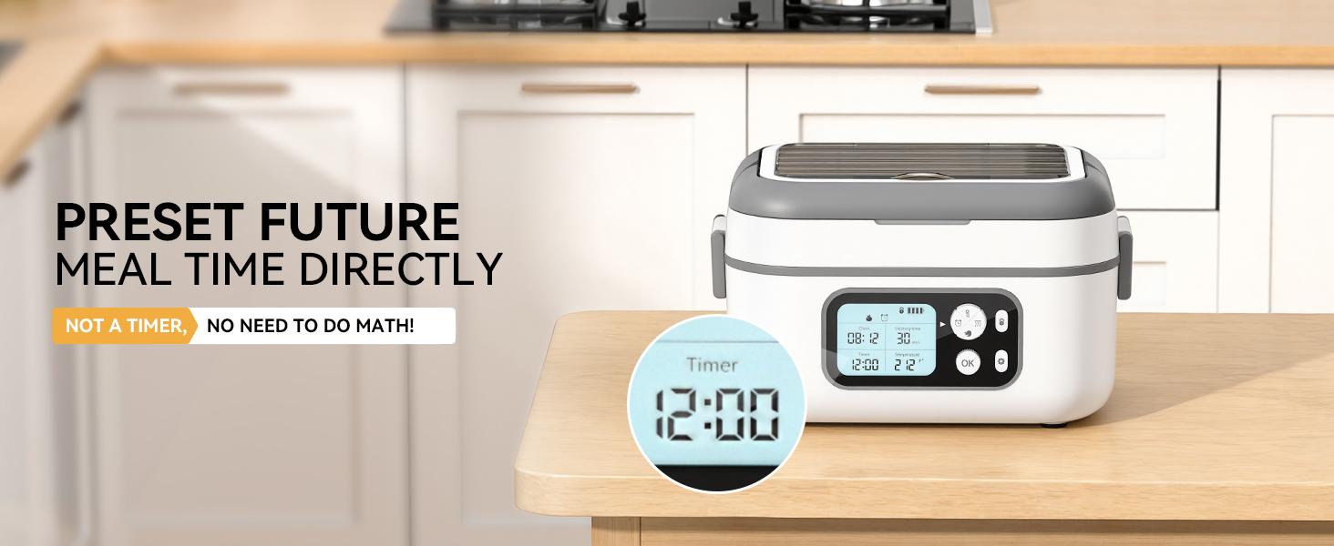 Yofidra Cordless Heated Lunch Box, 24000mAh 100W Electric Lunch Box with Smart Timer, 6.3-Cup Super Large Lunchbox for Men & Women, Portable Food Warmer with Insulated Bag for Outdoor/Office, Black Tableware Stainless Steel