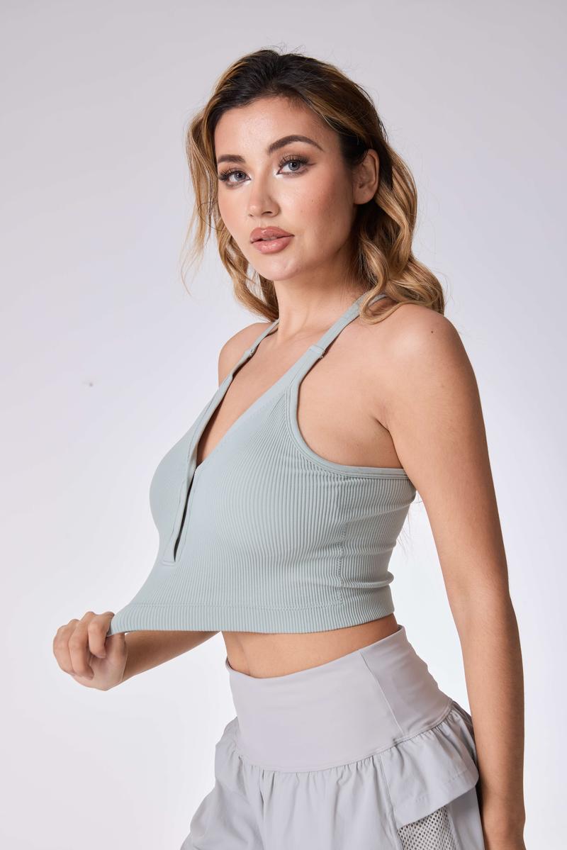 Pro-Fit Women's 1/2/3 Pieces Snap-button convertible neckline croptop bralette Sportsbra Racerback 32653-2/3 Basic Everyday Spandex Style  Removable Padding for Gym & Street Loungewear pushupbra builtinbra