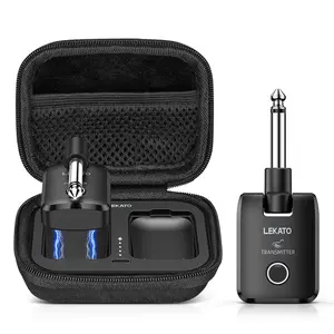 LEKATO Wireless Guitar System with Charging Case, 2.4 GHz Rechargeable Audio Wireless Guitar Transmitter Receiver, High Fidelity Sound for Guitar, Bass, and Keyboard