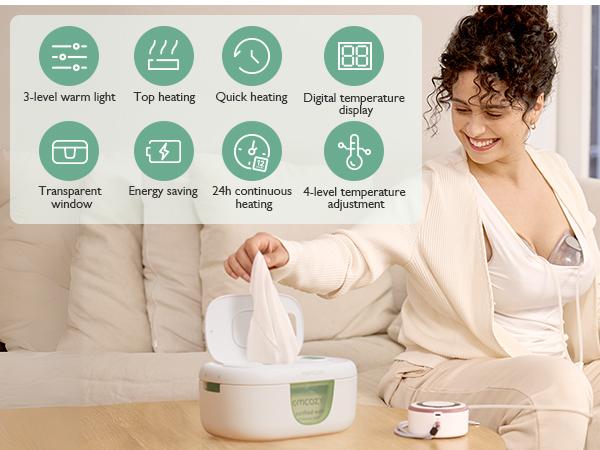 Momcozy Baby Wipe Warmer, Innovative Spring Design, Large Capacity Wipes Dispenser, Fast and Even Heating, 4 Modes of Temperature Heating Control 1 Pack Momcozy Baby Wipe Warmer, Innovative Spring Design, Large Capacity Wipes Dispenser, Fast and Even Heating, 4 Modes of Temperature Heating Control 1 Pack