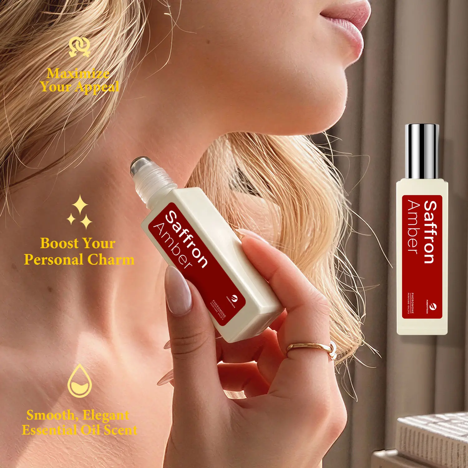 PureFitTech Feromone Oil Women's Fragrance Roll-On - 10ml/0.35oz Travel Size Fragrance Perfume Oils, 8+ Hours Long Lasting Perfumes, Multi-Scents, Made in USA, Mini Gifts for Women, Roll-On Women's Fragrance