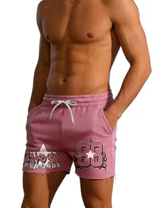 Ghost Records Men's Shorts - Summer Fashion Trendy Sports Comfortable Casual Vacation Beach Pants Pink Knitted Five-Point Mid-Length Pants Unisex Couple Style