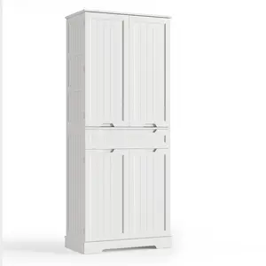 Gizoon 71" Tall Kitchen Pantry Cabinet with Doors and Shelves Large Stand Up Pantry Storage Cabinet with Drawer Large Food Cupboard Storage Cabinet for Kitchen Dining Room and Bathroom, White