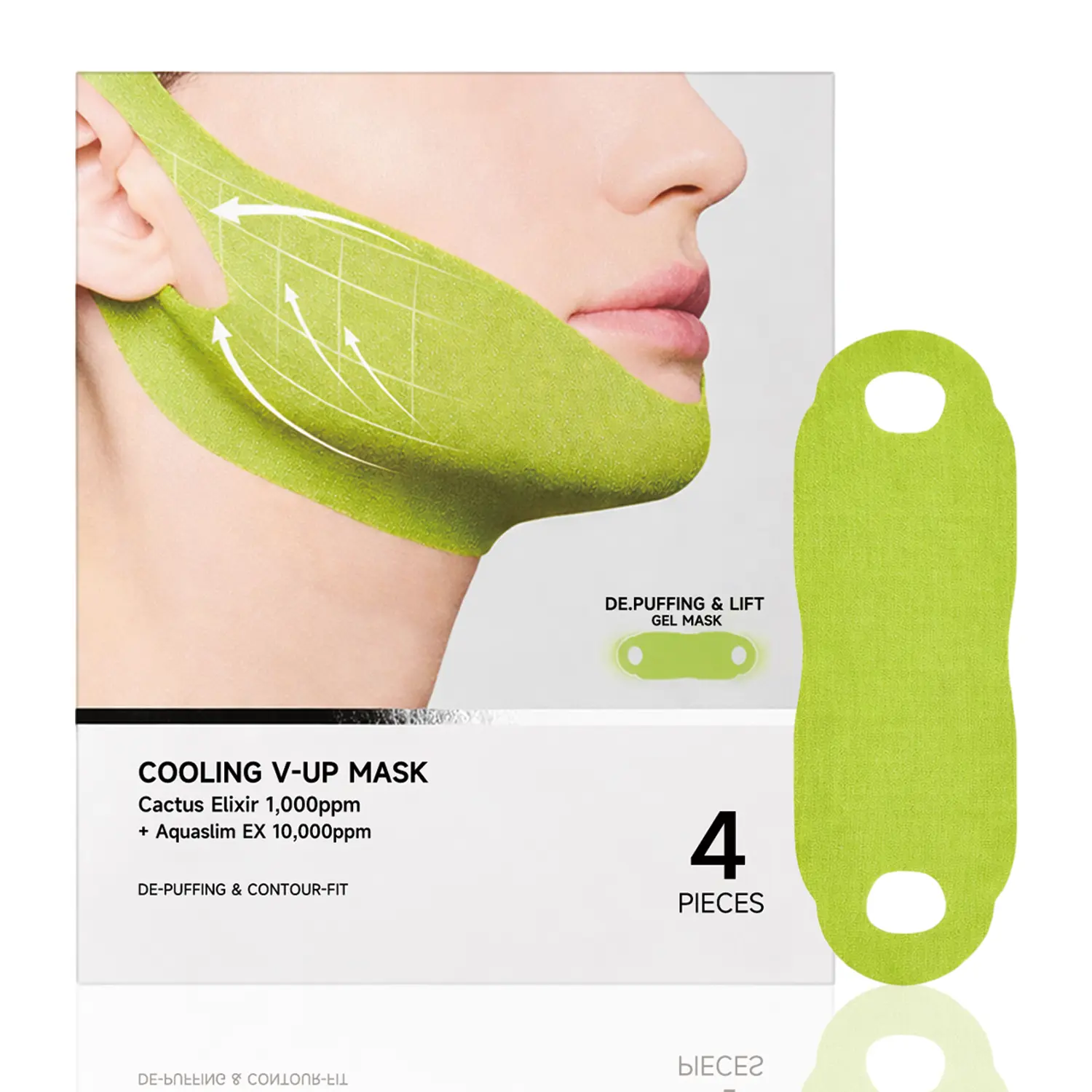 V-Line Lifting， Cactox Collagen Double Chin Lifting Band for Sagging Jawline & Facial Puffiness Jaw and Chin Lifting Improvement 4 pcs