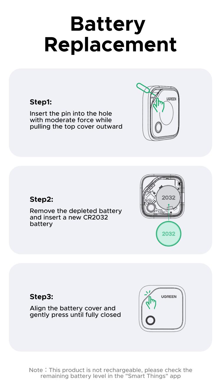 UGREEN FineTrack S 2-Pack Bluetooth Tracker Tags Work with Samsung SmartThings APP (Samsung Only), 550-Days Replaceable Battery Item Finder Smart Tag for Key Luggage Passport，TikTokShopBlackFriday ,TikTokShopHolidayHaul
