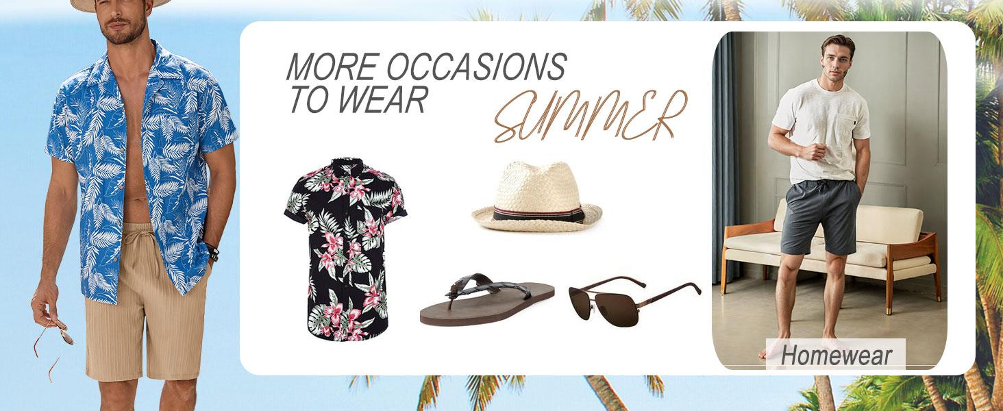 COOFANDY Men's Beach Shorts 9" Elastic Waist Drawstring Casual Shorts Regular Fit Summer Textured Shorts