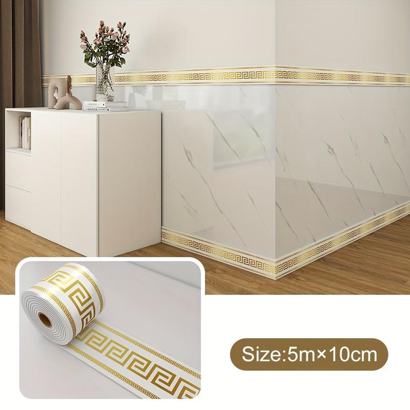 1 roll Self-Adhesive Baseboard, Wall Corner Guard, Peel & Stick Molding, 3.94inch x 196.85inch Vinyl Trim, DIY Floor & Wall Protection, Removable Skirting Board, Countertop Edge Guard, Ceiling Corner, Easy No Tools Installation