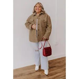 Cappuccino Cozy Wool-Blend Jacket Curves