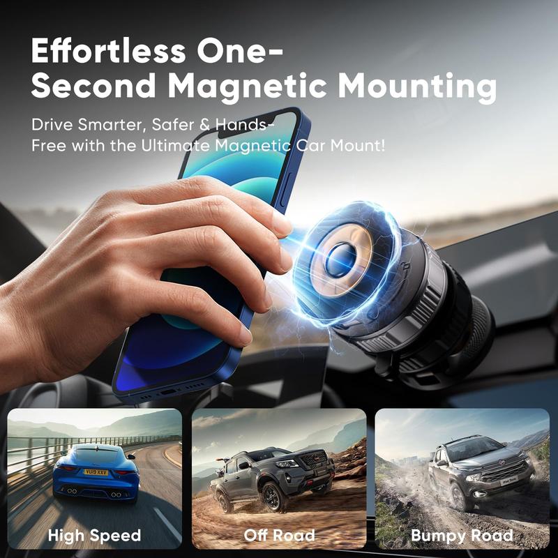 Magnetic Phone Holder for Car [120+ lbs Strongest Suction & 2800gf Strongest Magnet] 360° Adjustable Car Phone Holder for MagSafe Phone Holders for Your Car for iPhone 17 Pro Max, 16, 15, 14, 13, 12 Plus