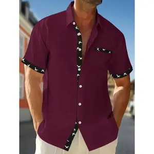 Men's Plaid Print Button Up Shirt, Loose Casual Short Sleeve Collared Top for Spring & Fall, Fashion Men's Clothes for Daily Wear, Menswear
