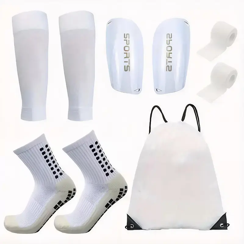 Professional Football Shin Guard Complete Set - Includes Knee-High Socks, Sleeves, Tape - Men's & Women's Sports Protective Gear, Football Accessories