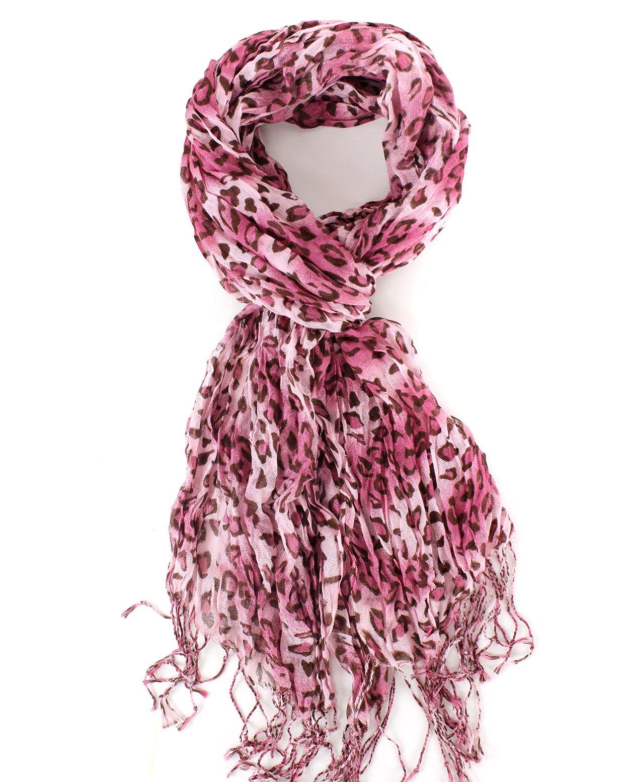 Lightweight Leopard Print Fashion Scarf - Versatile Everyday & Travel Accessory with Fringe Ends Stylish Touch Generous Length Casual Outfit