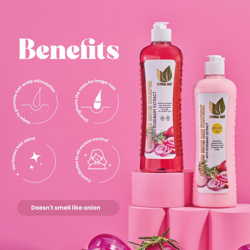 Natural Sant Onion, Rosemary and Biotin Shampoo & Treatment (16 Fl Oz/500 ml) Conditioning Restorative