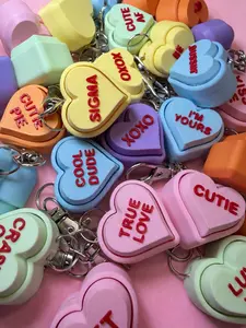 Conversation Heart Clicky Fidget Keychain