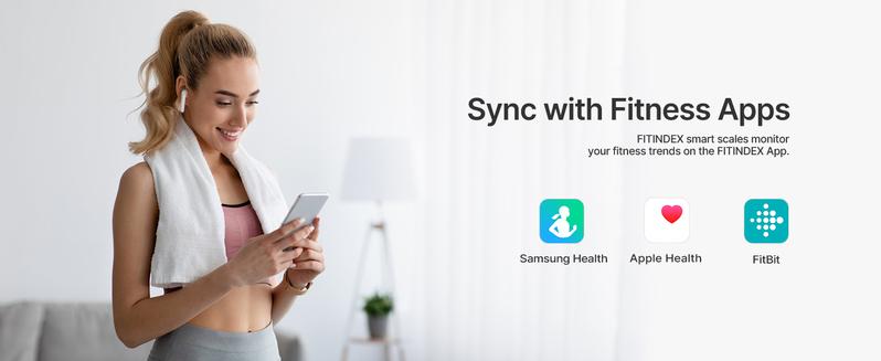 FITINDEX Smart Fitness Body Scale, With Bluetooth App Sync - Tracking Weight, BMI & Body Fat Metrics, Healthcare Data Progress Reports, Body Composition Analysis