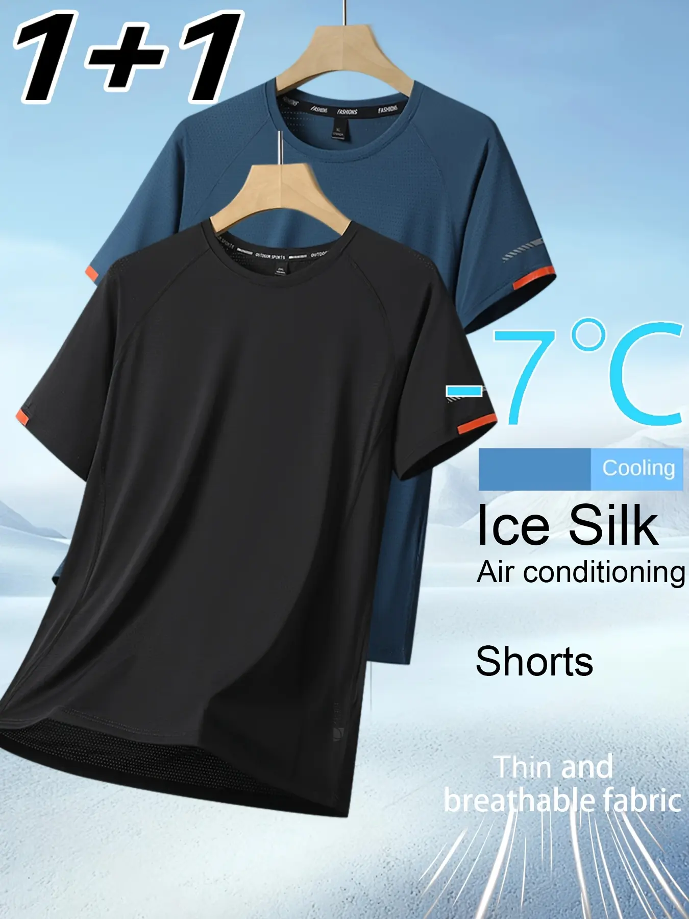 Men’s Ice Silk Fiber Quick-Dry T-Shirt Set — $7 cooling technology, breathable moisture-wicking nylon fabric, lightweight fitness sports summer casual tops — ideal gym gift, modern sportswear, stretchy material, high-performance training gear, energetic m