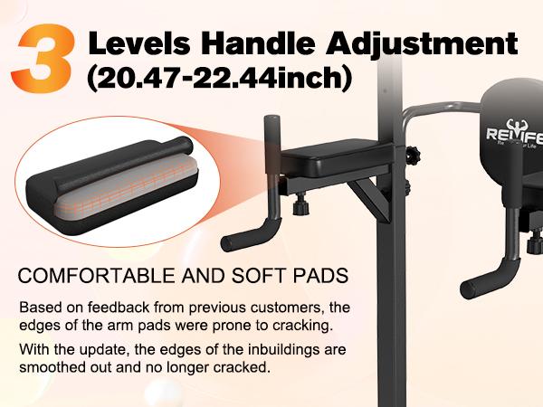 Relife Sports Power Tower Dip Station for Home Fitness Adjustable Height, Easy Install, Non-Slip Suction Cups, Full-Body pullup Exercise Equipment Up to 450lbs H-Shaped for Strength Training