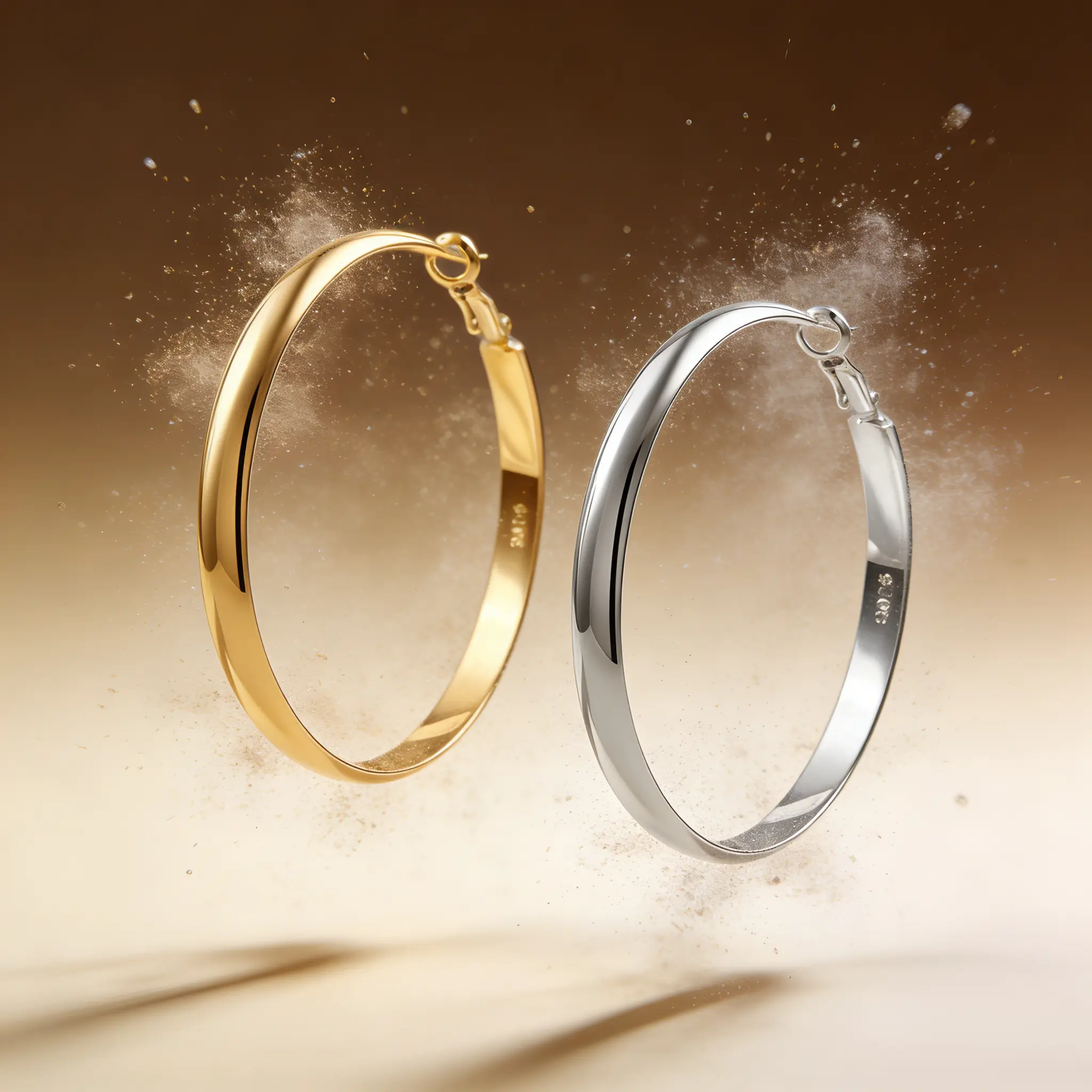 AELNEN 60mm Dual-Tone Large Hoop Earrings - Gold & Silver Tone Bold Statement Hoops - Sleek Oversized Everyday Jewelry