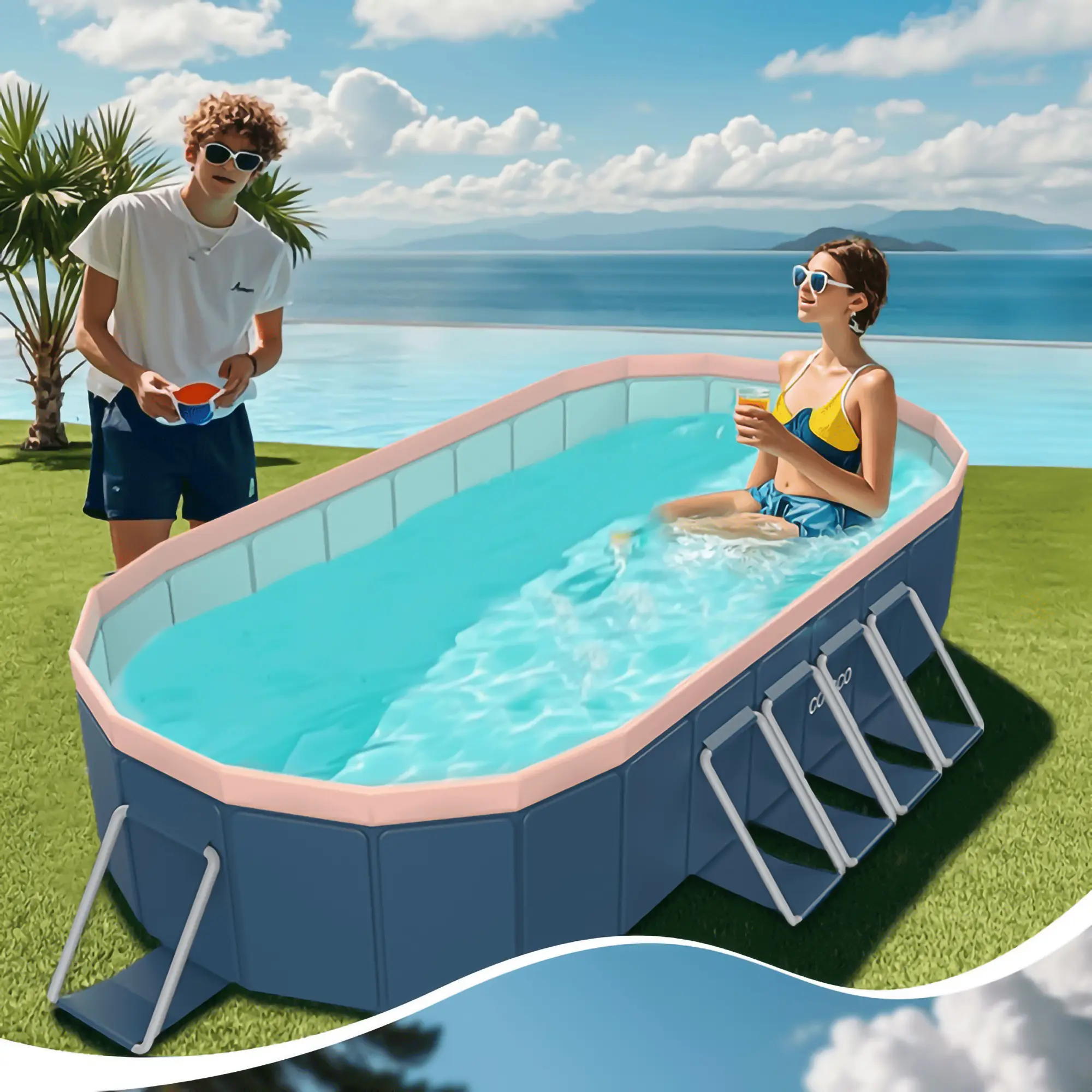 Portable PVC Folding Swimming Pool - 3.0M, Durable, No Inflation Needed, Ideal for Backyard Outdoor Fun, Portable Swimming Pool