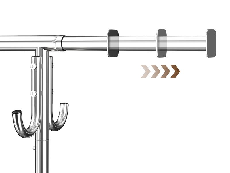 Raybee Furniture Clothes rack for hanging Clothes Rack with Hooks, Extendable & Height Adjustable Clothing Rack, Heavy Duty Clothes Racks Holds Up to 220LBS,Coat Rack, Portable Rolling Garment Rack with Lockable Wheels & 4 Hooks, Chrome