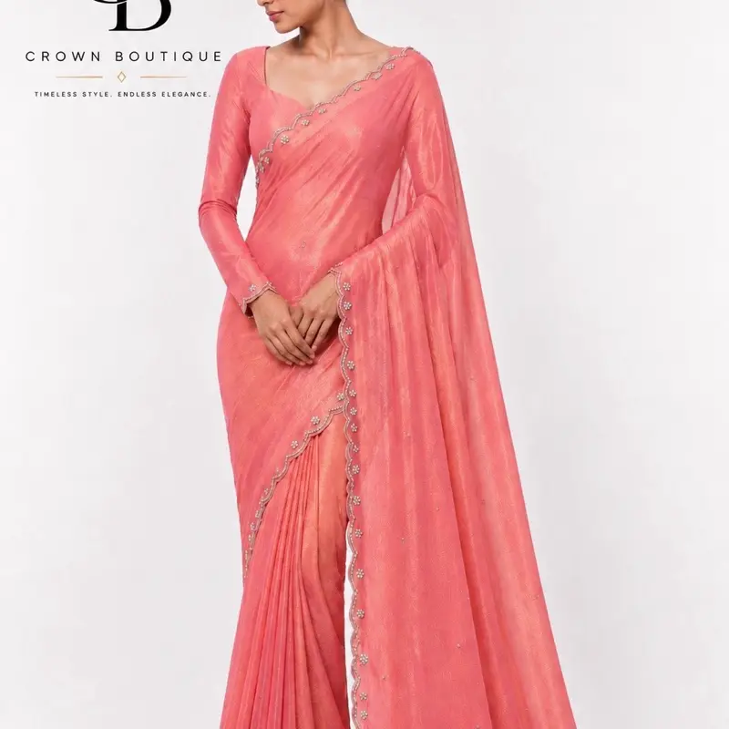 Premium Boutique Work Saree with Stitched Blouse Womenswear Clothes