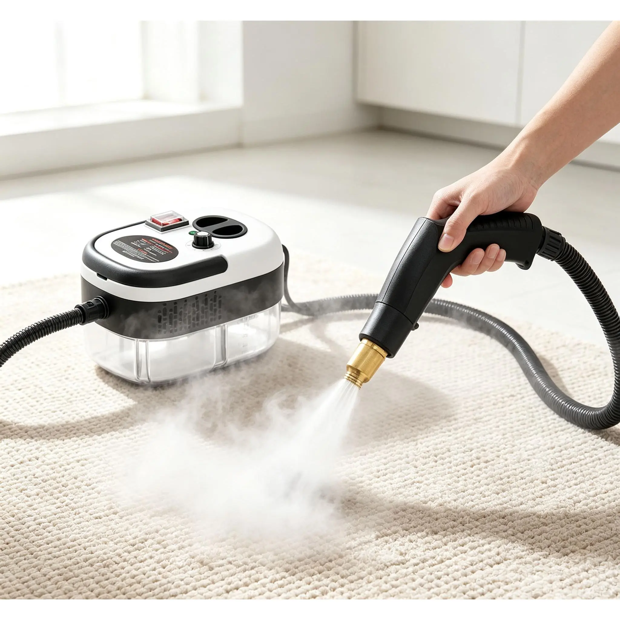 Chemical-Free Sanitizing Steam Cleaner, 2500W Handheld Pressure Washer, Anti-slip Ergonomic Grip, Complete Accessories for Indoor Home Cleaning and Car Detailing Projects