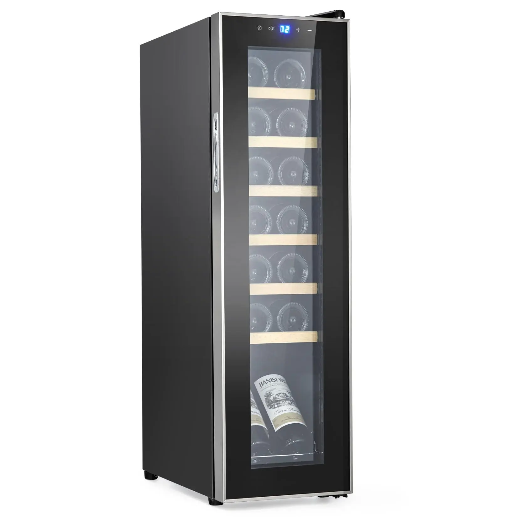 14 Bottle Compressor Wine Cooler, Freestanding Beverage Refrigerator, Wine Cellar with Adjustable Temp Control for Red, White, and Champagne, Beer, Soda
