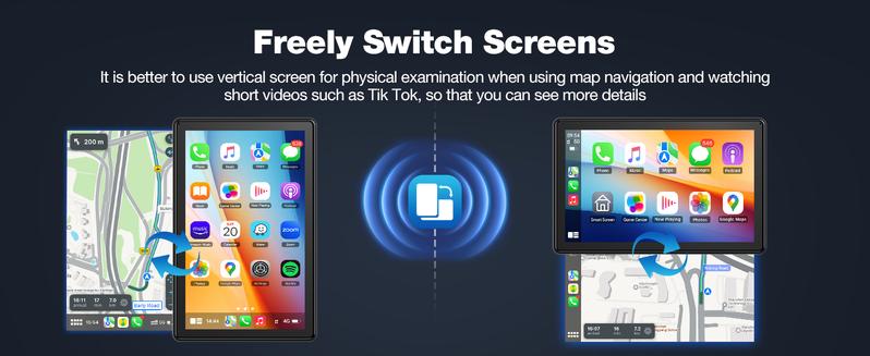 【Valentines】VOLAM 7-inch Wirelesss CarPlay Screen,supports landscape and portrait display compatible with carplay/Android Auto,supports AUX/Bluetooth/speaker output,suitable for upgrading older car models,in-car audio playback travel navigation