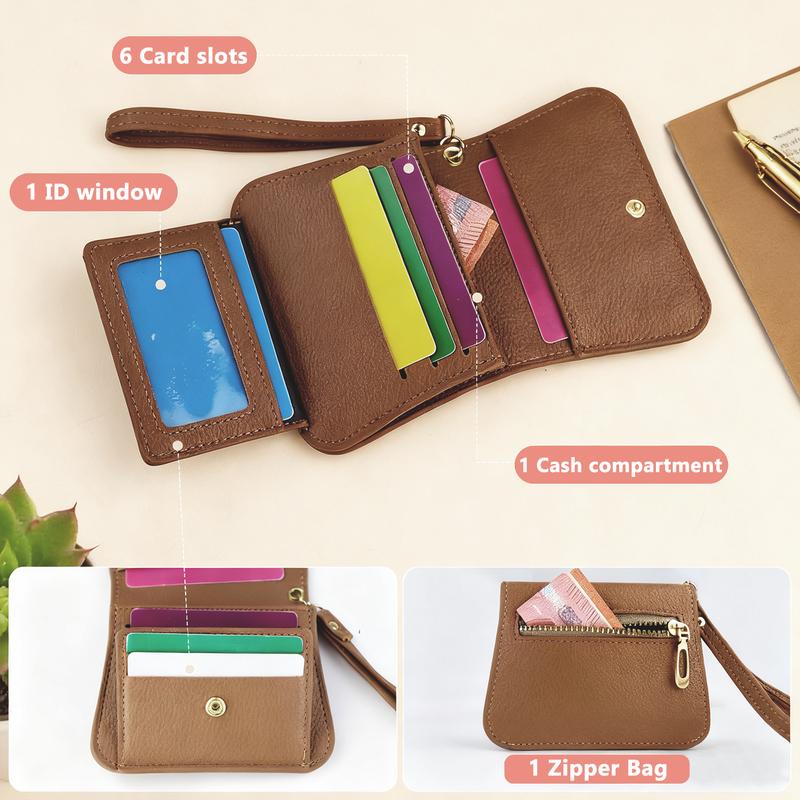 Women's Cute Bow Decor Wallet Fashionable PU Leather with ID Window Multi Card Slots Casual Trendy Versatile High-quality Daily Wallet Christmas Gifts For GF