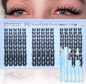 Manga Lash Clusters Wispy Lash Extension Kit 8-16MM Anime Lash Clusters Kit with Bond and Lash Natural Eyelash Clusters Kit 150Pcs C Curl Bunny Cluster Eyelash Extensions by JIMIRE
