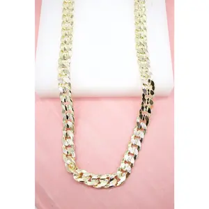 18K Gold Filled 9mm Textured Cuban Curb Chain