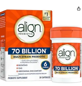 Align Probiotic, 70 Billion CFU, 6 Strain Blend, Probiotics for Women and Men, Daily Probiotics for Digestive Health, Helps Relieve Occasional Bloating & Gas 30 Capsules