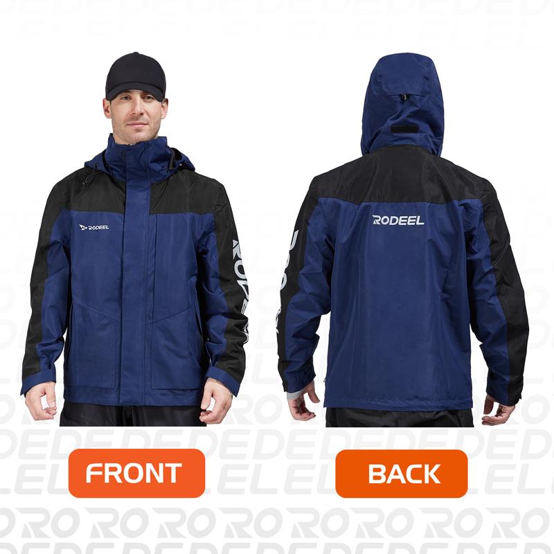 【RODEEL】704 Premium Waterproof Jacket w/ Foldable Hood Men Lightweight Breathable Hooded Rainwear Durable Rain Coat Weatherproof Windbreaker For Outdoor Camping Fishing Boating Construction Roofing Landscaping Gardening Workwear, Holiday Gift 【RODEEL】704 Premium Waterproof Jacket w/ Foldable Hood Men Lightweight Breathable Hooded Rainwear Durable Rain Coat Weatherproof Windbreaker For Outdoor Camping Fishing Boating Construction Roofing Landscaping Gardening Workwear, Holiday Gift