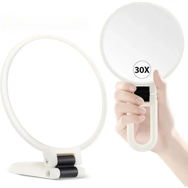 30x Magnification Mirror, 1x & 30x Magnification Mirror with Handle, Adjustable Vanity Mirror, Portable Lightweight Folding Makeup Mirror, Makeup Tool for Women, Vanity Desk Mirror, Magnifying Mirror