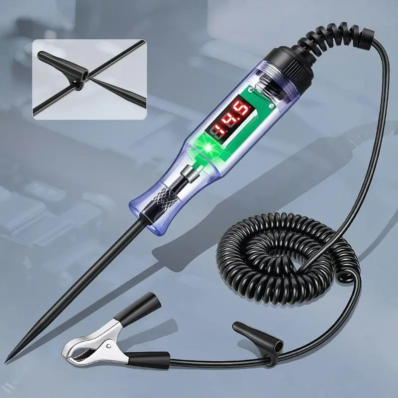 Fathersdaygift Automotive Test Light with 3-48V LED Digital Voltage Display, Auto Circuit Tester with Voltmeter & Dual Color Polarity Indicate, Electric Test Pen w/Stainless Probe for Car/Truck/SUV Checker Fathers Day Gifts