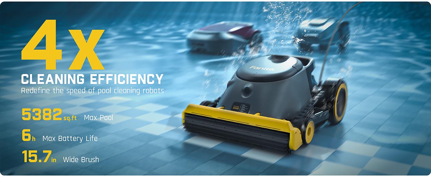 Fanttik Aero X Horizontal Waterline Cleaning, 4X Efficiency, 6H Working Time Cordless Robotic Pool Vacuum Cleaner, Clean Waterline, Wall, Floor, up to 5382 sq.ft, APP & Remote Control