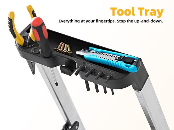 6-Step Aluminum Folding Ladder, 330 lbs Capacity with Wide Non-Slip Steps, Steel Platform, Slim Fold Design