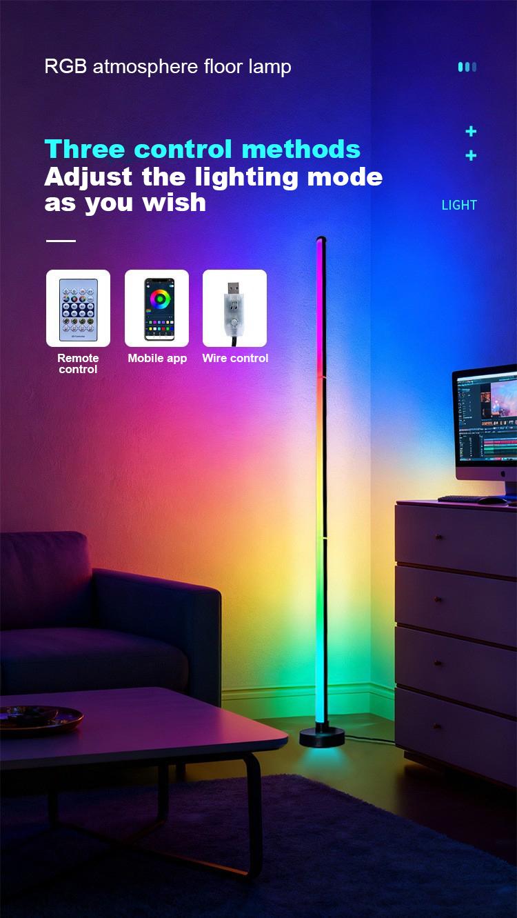 RGBIC Floor Lamp Basic, LED Corner Lamp Works with Alexa, 1000 Lumen Smart Modern Floor Lamp with Music Sync and 16 Million DIY Colors, Color Changing Standing Lamp for Bedroom Living Room Black