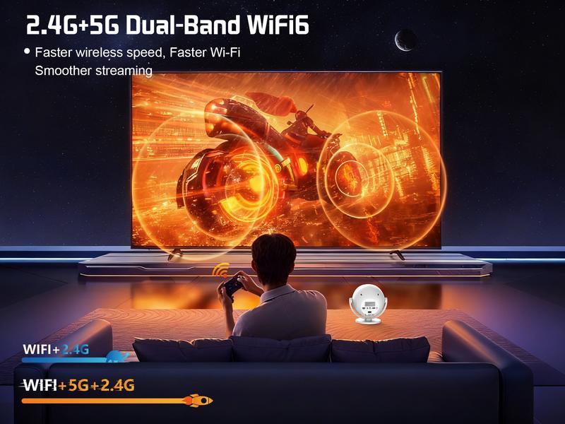 [US warehouse] XBJ 4K Projector 600 ANSI Portable, 2.4/5G WiFi6 Built-in Speaker, HD 1080P Home Cinema & Outdoor, 360° Multifunctional LED with 4K Decoding, Auto Focus, Ideal Holiday Gift Christmas New Year Gift Audio projector for bedroom projector 4k