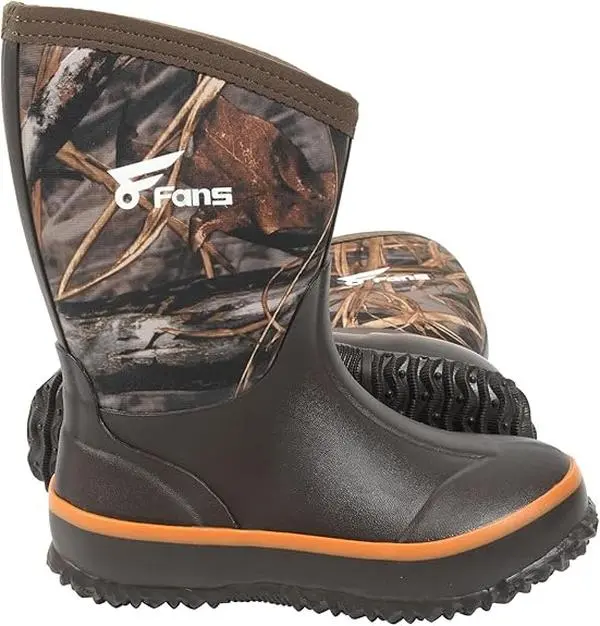 8FANS Men's Outdoor Waterproof Camouflage Muck Boots - Nylon Synthetic Upper, Warm Lambswool Lining, Non-Slip Rubber Sole, Breathable, Removable Lightweight EVA Cushion (Free Ethylene Vinyl Acetate Insoles, Double-Check Size Chart) for Rainy Days