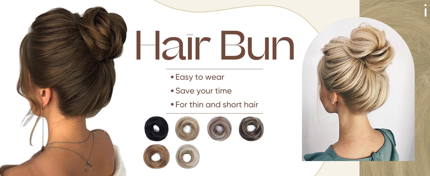 Twicebeauty 2PCS Chignon Donut Bun Hairpiece Synthetic Fiber Hair Buns Extension updo Easy to Wear for Fashionable Women Girls Daily Party Use