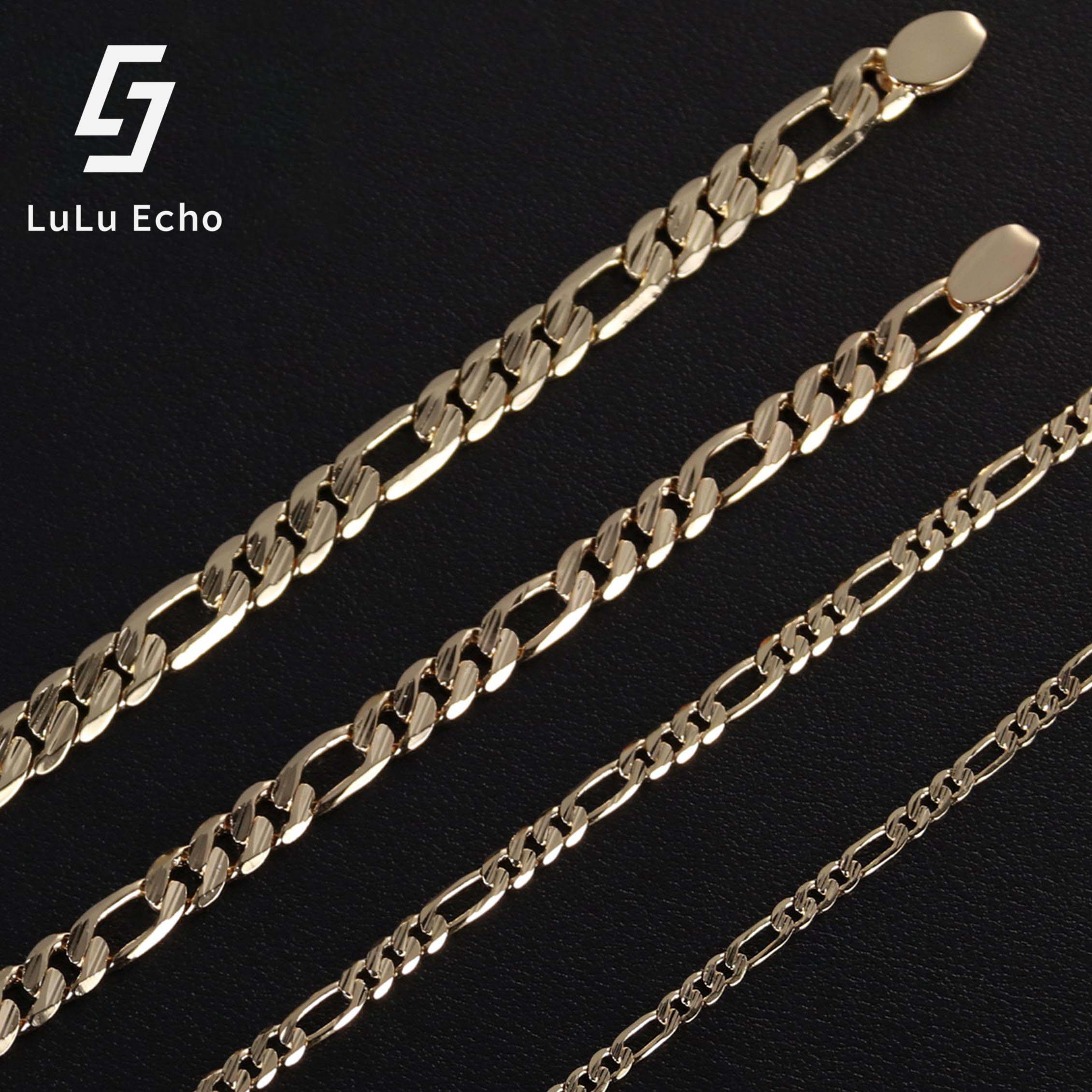 LuLuEcho No Faded 14K Gold Plated Figaro Chain Bracelet for Men, Covered with Gold Element, 3/4/6/6.5/7MM for Men Women Jewelry Gift for Men Women