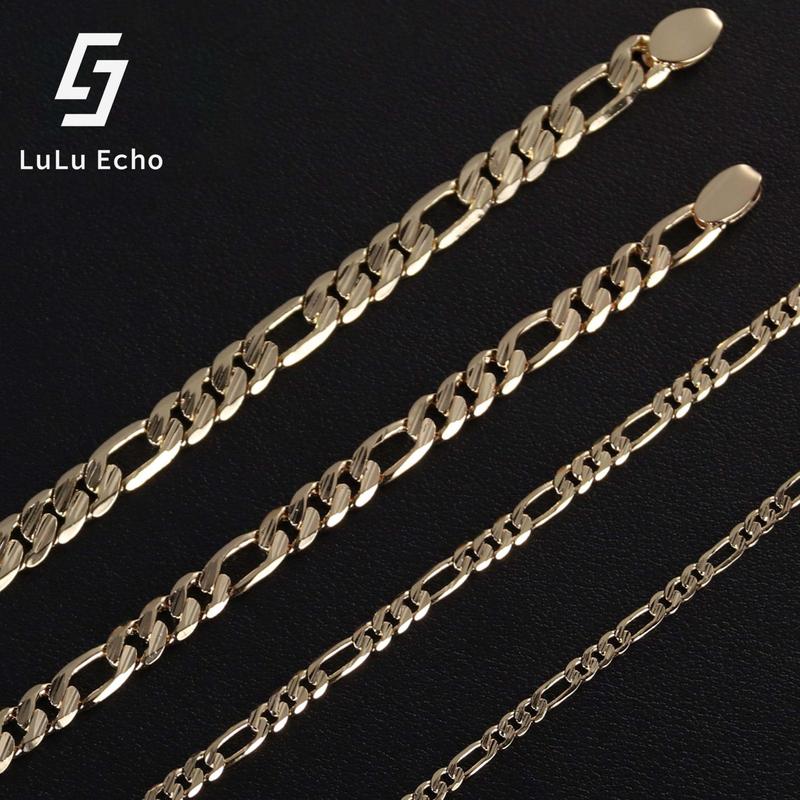 LuLuEcho No Faded 14K Gold Plated Figaro Chain Bracelet for Men, Covered with Gold Element, 3/4/6/6.5/7MM for Men Women Jewelry Gift for Men Women LuLuEcho No Faded 14K Gold Plated Figaro Chain Bracelet for Men, Covered with Gold Element, 3/4/6/6.5/7MM for Men Women Jewelry Gift for Men Women