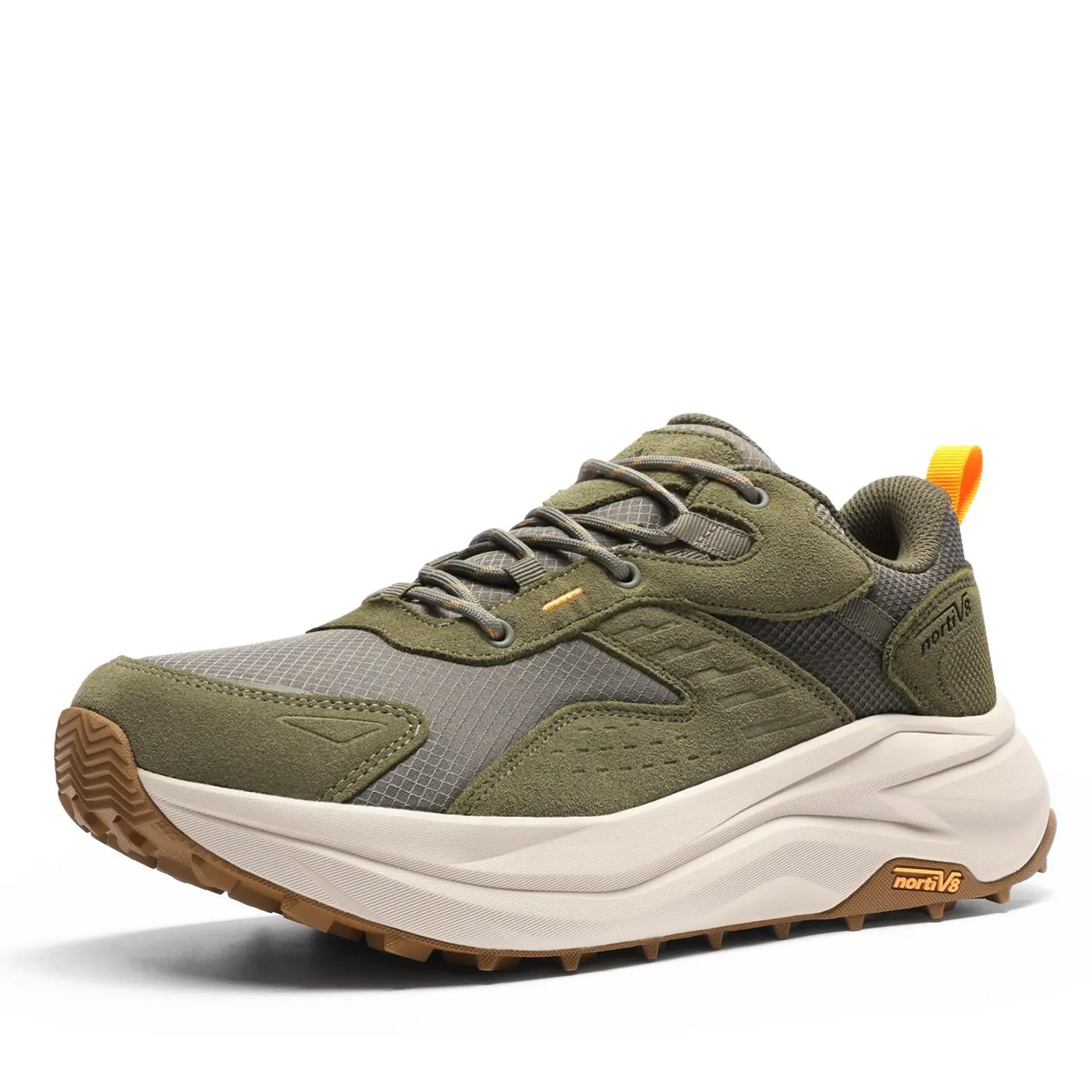【Back To School】NORTIV 8 Men's Waterproof Leather Mesh Sporty Hiking Shoes - Wide Toe Box, Low Drop Rubber Sole, Male Trail Shoes for Outdoor Trekking, Camping, Daily Walking & Light Outdoor Activities, Sneakers, Breathable Men's Hiking Shoes