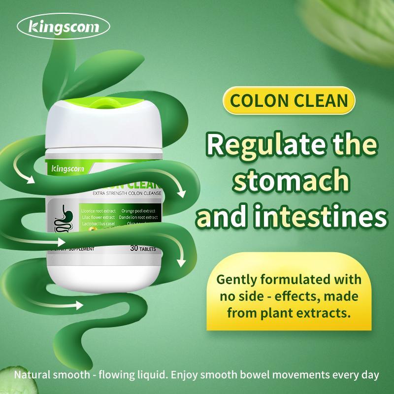 Kingscom Advanced Colon Cleanse - Okra Fiber Formula 30 Tablets Caffeine-Free Gut Health Detox Support Natural Dietary Supplement Healthcare Optimum Fitness Extra Strength Digestive System Vitamin Edible Bathroom