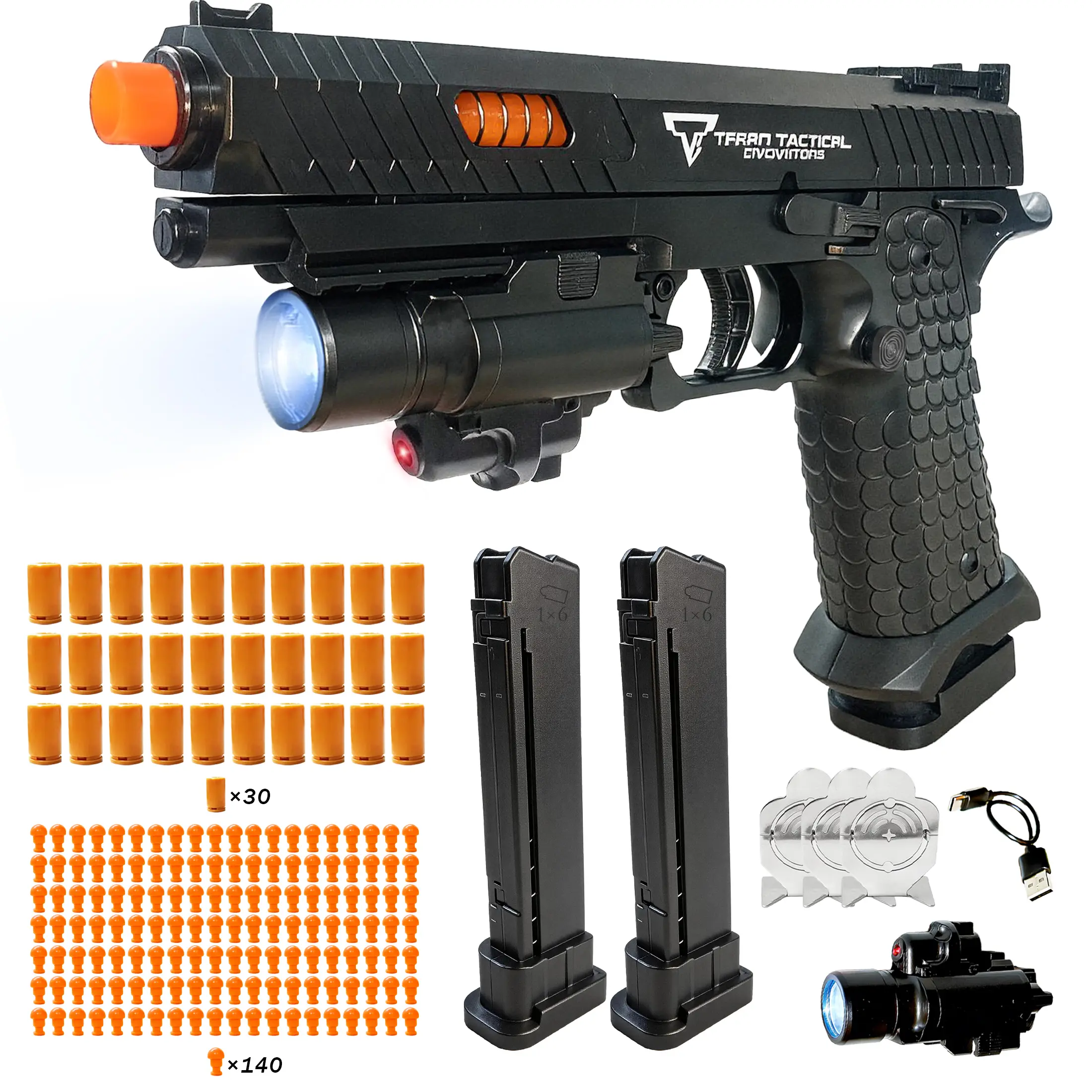 TTI 2011 Multiplayer Foam Blaster Set | 120 Darts, 30 Shells, 3 Targets | Perfect Teen Gift for Team Games & Firearm Safety Education